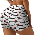 thumbnail image 2 of Sigee Christmas Dachshund Print Women's High Waist Workout Shorts - Squat Proof, Tummy Control, Yoga and Gym Activewear-, 2 of 9