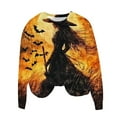 thumbnail image 5 of Lcziwo Witch Sweatshirts Women Happy Halloween 2025 Fall Fashion Outfits Long Sleeve Round Neck Loose Tops Witch Print Horror Movie Pullover Multicolor,XL, 5 of 5