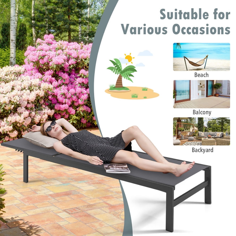 Aimee Lii 6-Position Chaise Lounge Chairs with Rustproof Aluminium Frame, Patio Loungers, Gray Aimee Lii 6-Position Chaise Lounge Chairs with Rustproof Aluminium Frame, Patio Loungers, Gray
