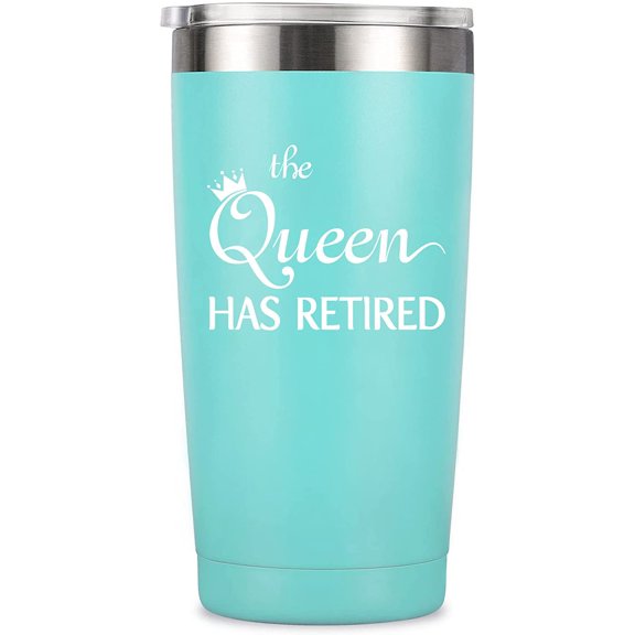 The Queen Has Retired Birthday Mug Tumbler 20 Ounce Vacuum-Insulated Stainless Steel Mug Tumbler with Lid for Her Mom Women Grandma Daughter