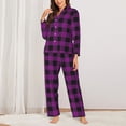 thumbnail image 2 of Sikiie Purple Black Plaid Women's Long-Sleeve Shirt and Full-Length Bottom Pajama Set (s-xxl)-Large, 2 of 7