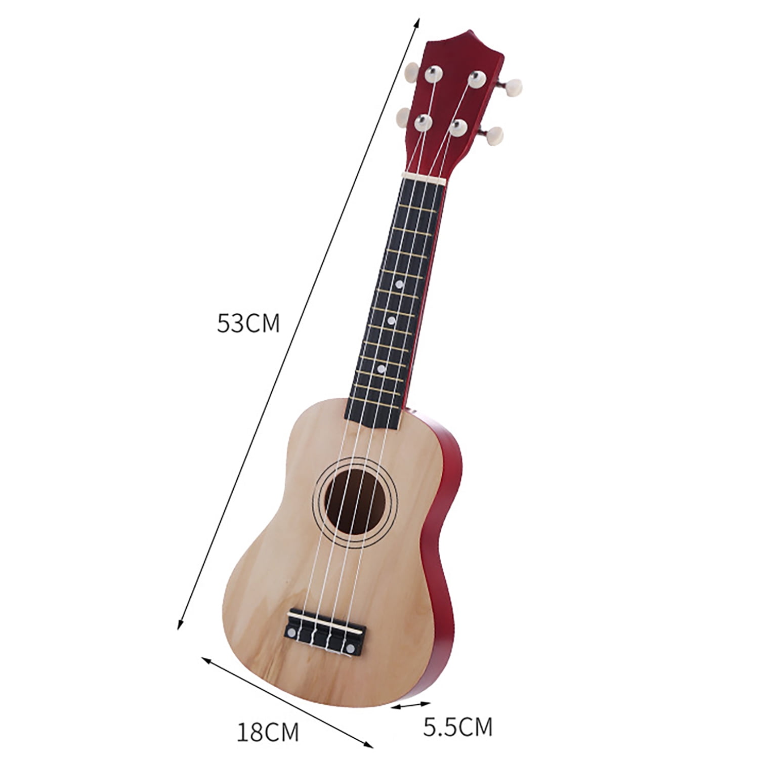 LOOKSEVEN 21 Inch Soprano Ukulele for Beginners, 4 String Small Guitar Hawaiian Ukelele with Natural Wood Finish, Starter Uke for Kids & Adults