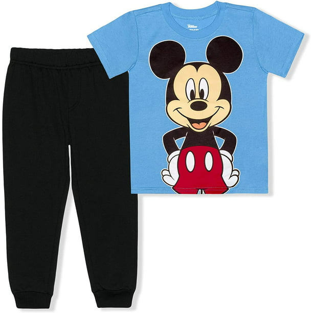 Elucidación impactante Reunión Disney Mickey Mouse 2 Piece Jogger Set for Boys, Short Sleeve Shirt and  Sports Pants, Size 4T Blue - Walmart.com