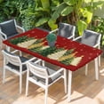 thumbnail image 2 of Red Christmas Tree Table Cloths for 6 Foot Rectangle Tables, Xmas Tree Winter Snowflake Patio Waterproof Elastic Fitted Tablecloths, Washable Rectangular Table Cover for Camping, 2 of 8