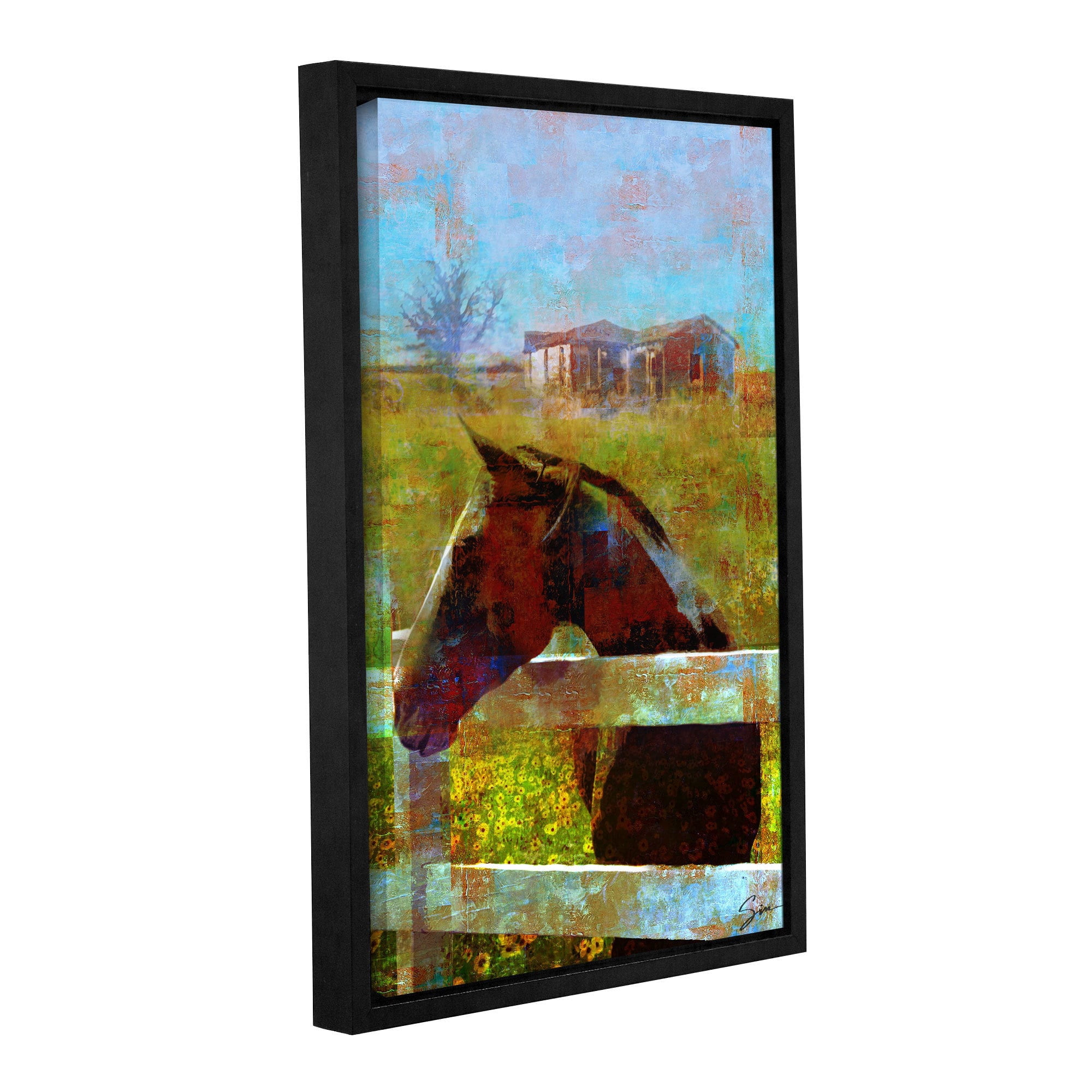 ArtWall Greg Simanson "Horse Field" Gallery-Wrapped Floater-Framed Canvas