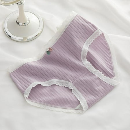 

2-Pack Women Full Coverage Underwear Soft Mid-Waist Ladies Panties Breathable Ruffles Briefs Underpants