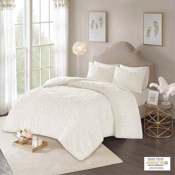 Madison Park 3-Piece Tufted Cotton Chenille Medallion Comforter Set