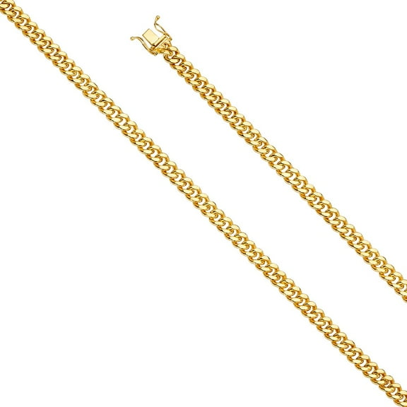 Dimaya Fine Jewelry 14K Yellow Gold 5.7-mm Wide Hollow Miami Cuban Chain