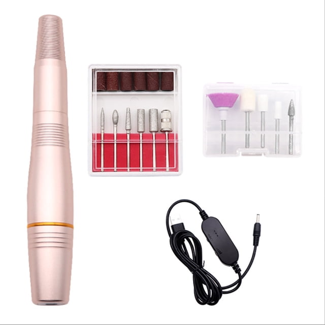 Máquina pulidora de uñas Irfora Kit de taladros eléctricos para uñas, 20000 RPM, velocidad de rotación ajustable, juego de máquina de lima de uñas portátil USB con brocas de molienda reemplazables Irfora Máquina pulidora de uñas