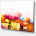 thumbnail image 2 of Tulipes Jaunes Roses Rouges sur Fond Blanc - Grande Uvre d'Art Florale sur Toile, 2 of 4