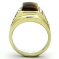thumbnail image 3 of Luxe Jewelry Designs Gold Ion Plated Stainless Steel Men's Ring with Synthetic Topaz Tiger Eye -, 3 of 4