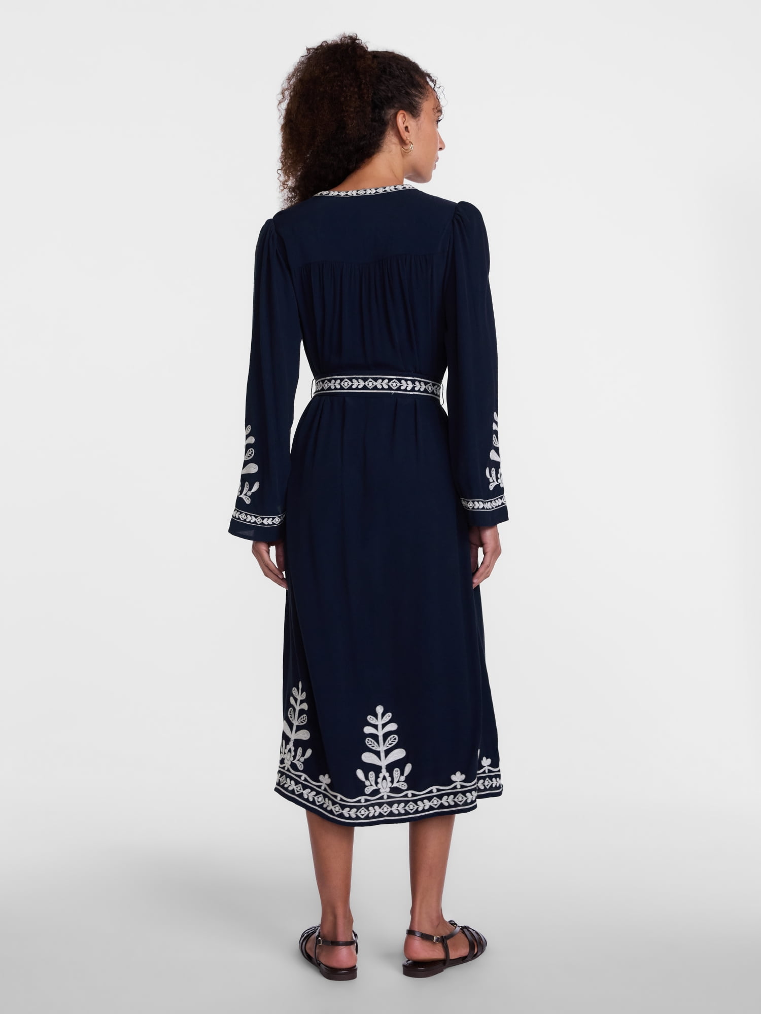 Scenario Women's and Women's Plus Embroidered Tunic Midi Dress, Sizes XXS-4X