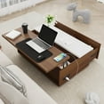 thumbnail image 5 of 47" Large Lift Top Coffee Table with Power Outlets & 2 Storage Drawers, Morden Wooden Coffee Table w/Hidden Compartment Storage, Center Lift Coffee Table for Living Room,Walnut&White, 5 of 9