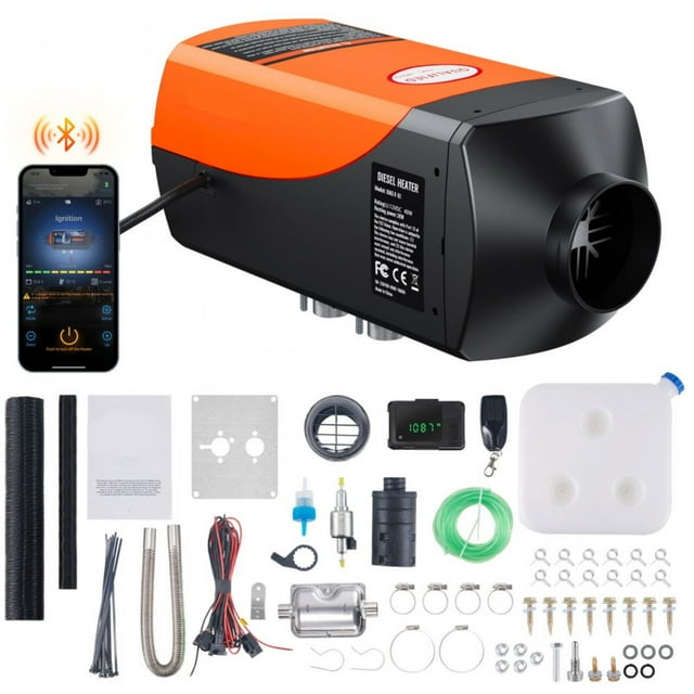 Chauffage d'Air Diesel avec Contrôle par Application Bluetooth, Chauffage Diesel 12V 2KW avec Réglage Automatique de l'Altitude, Télécommande et LCD, Chauffage de Stationnement Diesel pour Véhicule Récréatif Remorque Van Bateau et Intérieur