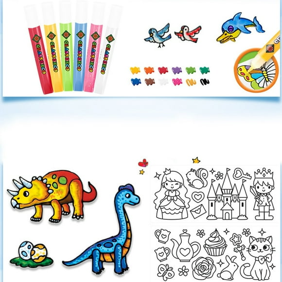Window Art Paint Diy Window Art Painting Kit Window Paint Ornaments Diy Window Cling Kid Painting Toy Window Paint Art Stickers Baking Free Easy Cleaning Safe DIY Window Art