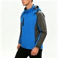 thumbnail image 3 of Rrxhxhs Raincoat for Men Color Block Detachable Hood Long Sleeve Elastic Cuffs Water Resistant Hooded Windbreaker Jacket with Zipper Pockets,Blue,2XL, 3 of 4