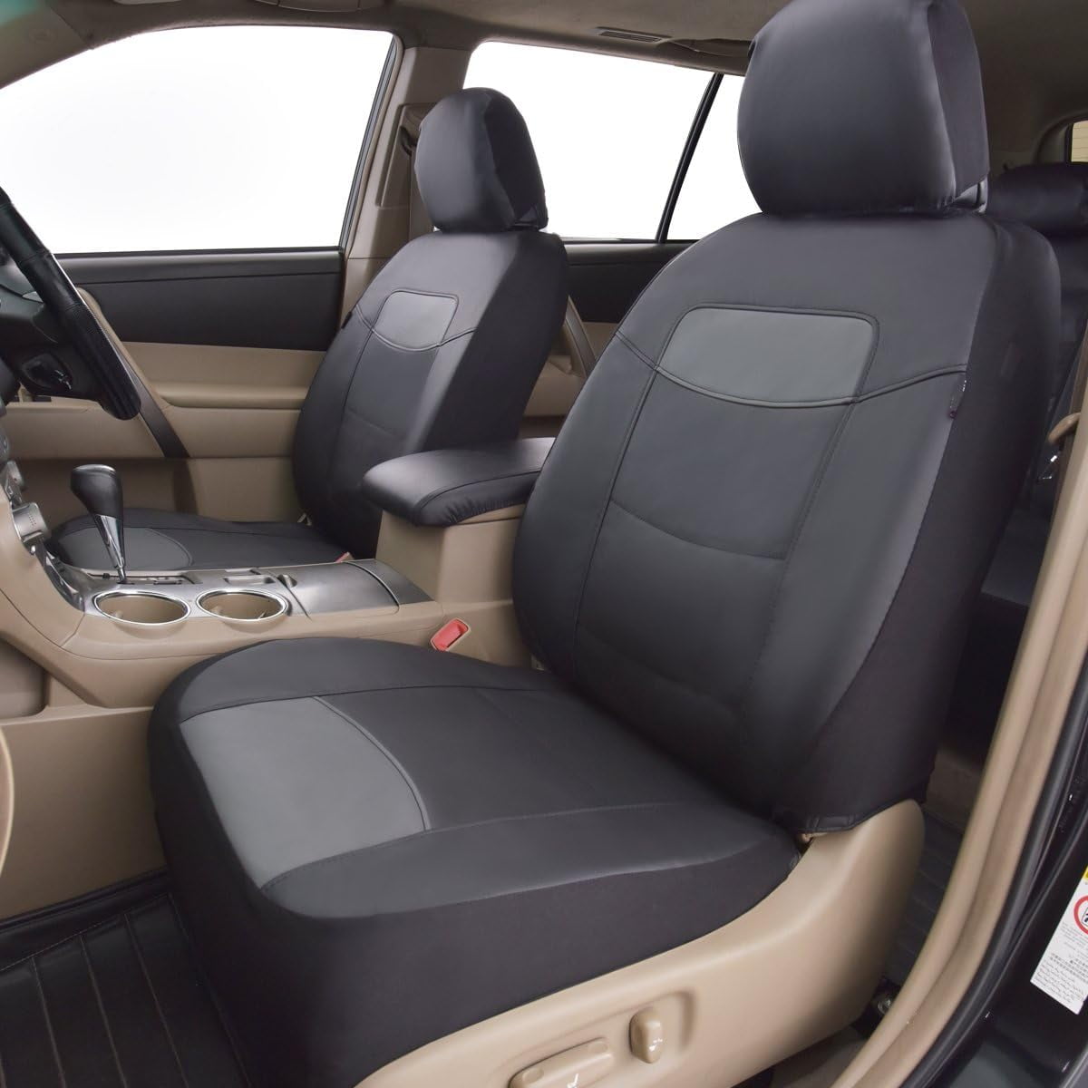 Flying Banner Car Seat Covers Protectors Full Set Synthetic Leather Full Set Black
