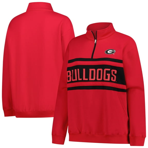 Women's Fanatics Red/Black Georgia Bulldogs Plus Size Quarter-Zip Pullover