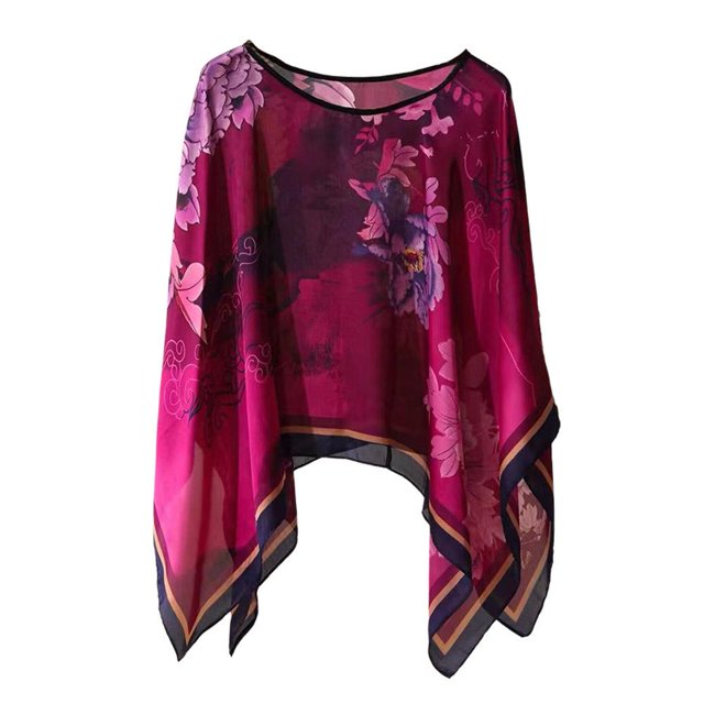 LUVCLS Chales de verano para playa, sexys, estampados a la moda, de gasa, para mujer, para cubrir bikini, D Heat