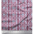 thumbnail image 1 of Soimoi Japan Crepe Satin Fabric Damask Ethnic Print Sewing Fabric Yard 42 Inch Wide, 1 of 3