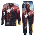 thumbnail image 3 of Hero Men's Pajama Set Sleepwear Pjs Lightweight Long Sleeve Crewneck Shirts and Bottoms Soft Comfy Sleep Sets L, 3 of 5