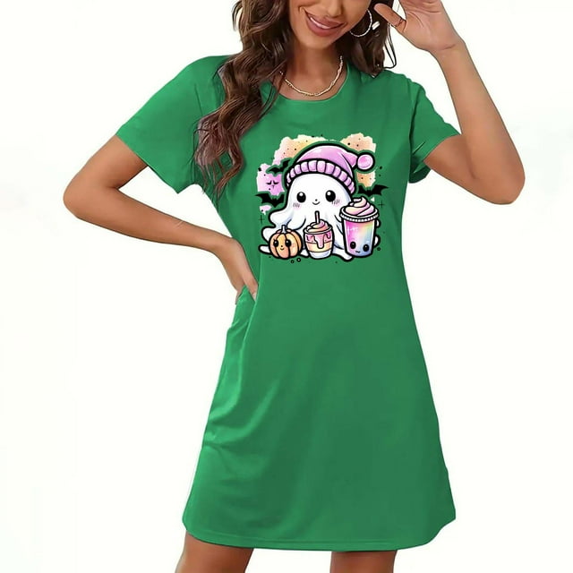 Tnhcen Pyjama d'Halloween pour Femmes Grande Taille, Robes de Pyjama en Molleton Double Face P-2TG, Douces et Confortables, Tenue d'Intérieur Extensible