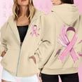 thumbnail image 4 of Breast Cancer Awareness Hoodies for Women 2025 Fleece Lined Zip Up Hoodie with Pockets Hooded Sweatshirt Pullover Tops, 4 of 7