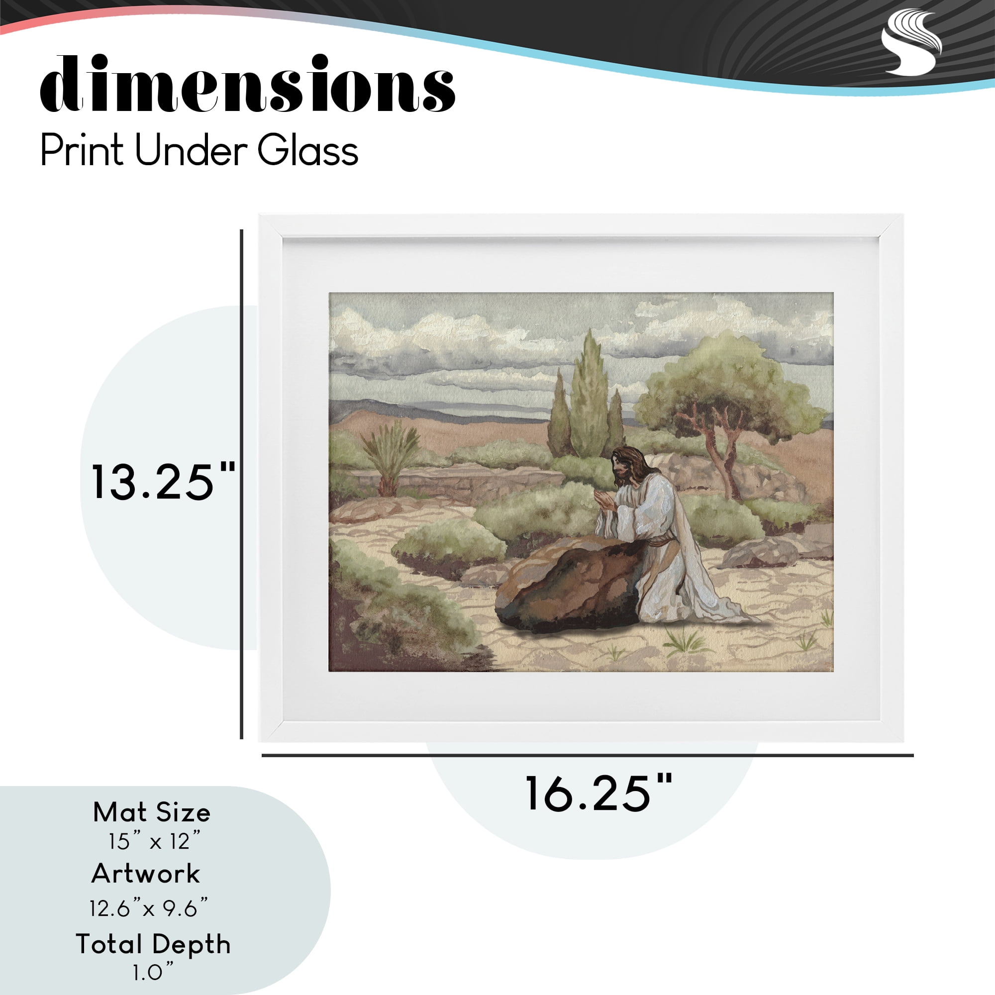 Stupell Industries Jesus Praying Countryside White Framed Print Under Glass, design by Elizabeth Medley