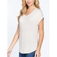 thumbnail image 3 of Women Casual Loose Fit V-Neck Cuff Dolman Sleeve Drop Shoulder Jersey T-shirts Top, 3 of 5