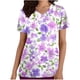 thumbnail image 1 of Tops de Manga Corta para las Mujeres Suelto Ajuste Casual Suelto Impreso Bolsillo V-Cuello Enfermería Uniforme Superior, 1 of 5