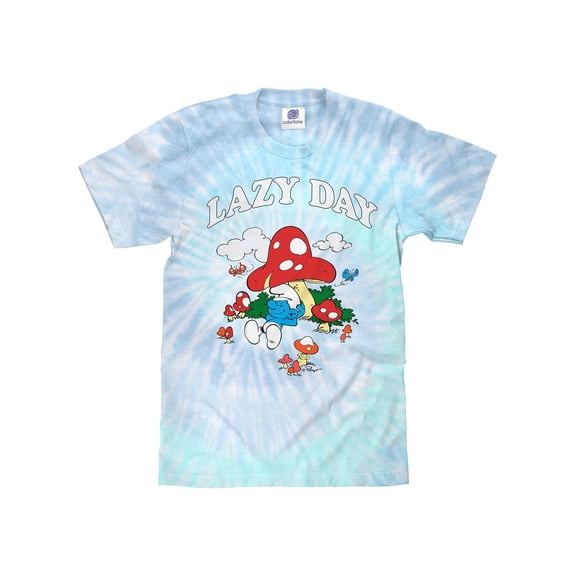 Tee Luv The Smurfs Lazy Day Cartoon Character Tie Dye T-Shirt (Men's) (S)
