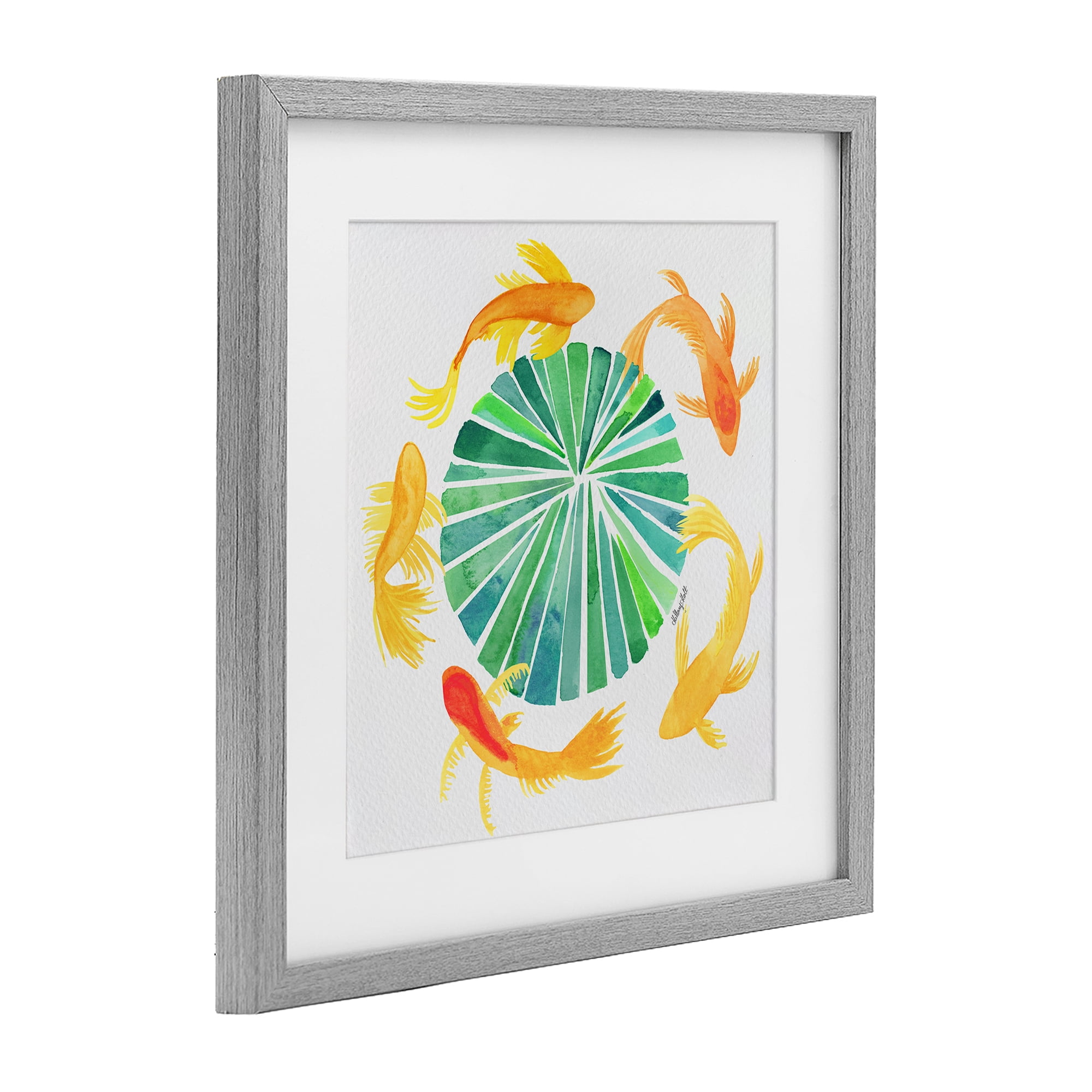 Stupell Industries Lotus Garden Orbital Fish Gray Framed Print Under Glass, design by Hillary Holt