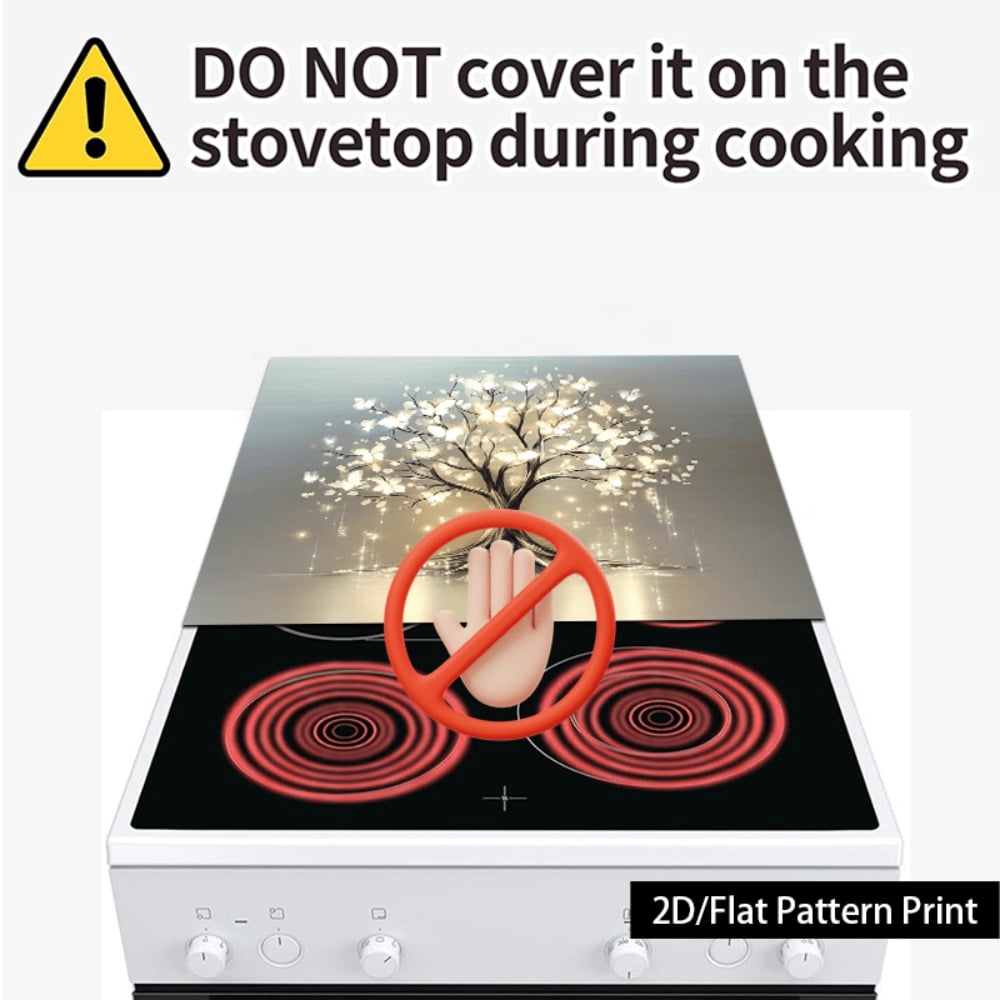 1 piece, stove panel and cooktop panel protection pad, 2D flat dreamy butterfly life tree pattern kitchen decorative countertop pad, suitable for stoves, washing machines, dryers, coffee machines, mu