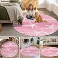 thumbnail image 5 of Round Area Rugs Collection 8 Ft, Pink Coastal Non-Slip Residential Carpet, Summer Ocean Waves Ombre Sea Starfish Indoor Crawling Mats Runner Rugs for Living Room/Dining Room/Bedroom, 5 of 9