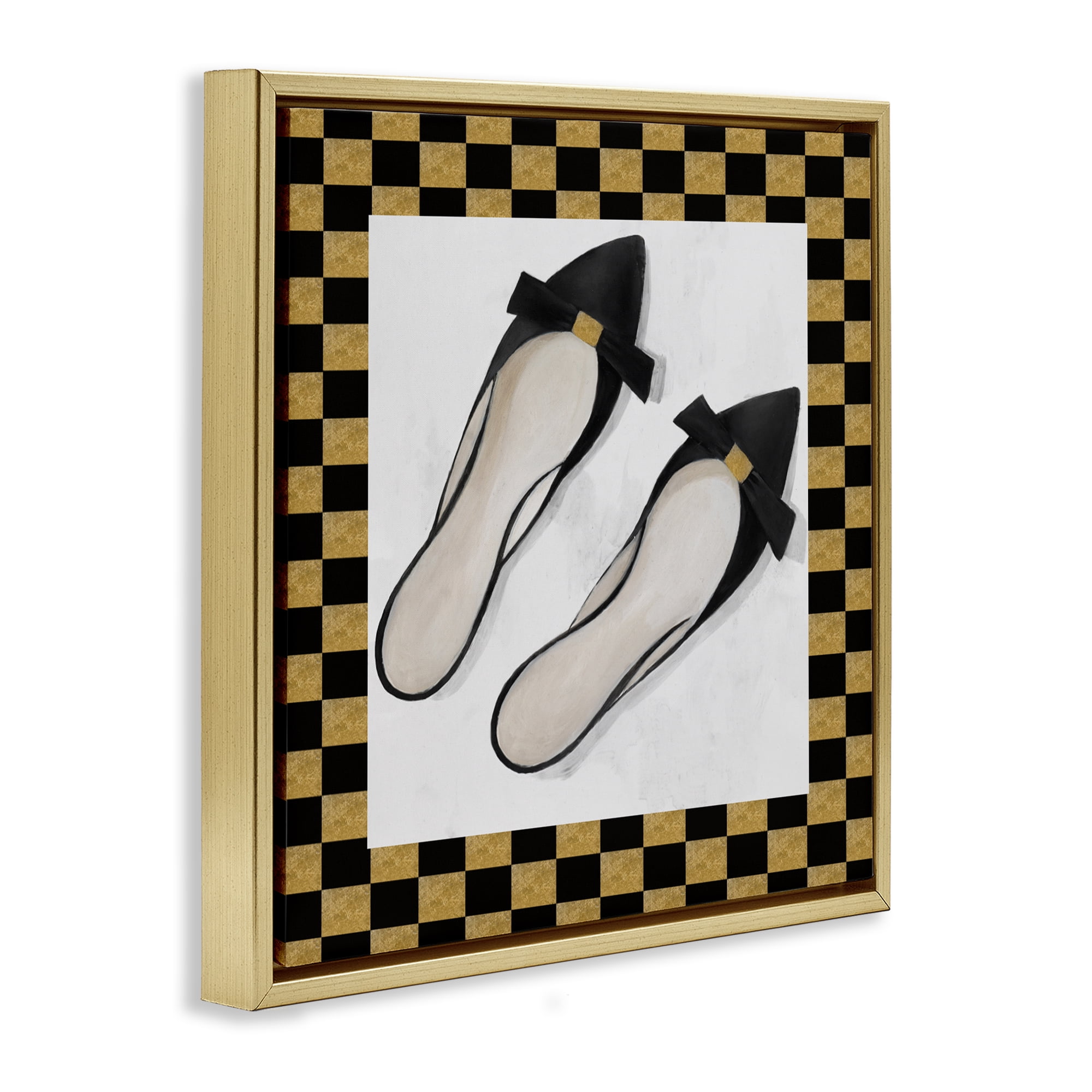 Stupell Industries Sleek Black Sliders Gold Framed Floater Canvas Wall Art, design by Lorenzo Collective