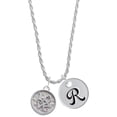 thumbnail image 1 of Delight Jewelry Silvertone Love Square - Round Seal Silvertone Script Initial Disc - R - Charm Necklace, 20"+3", 1 of 4