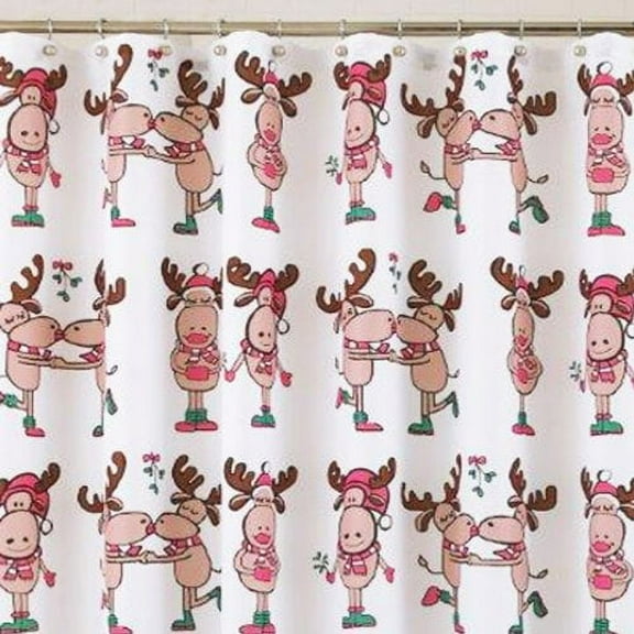 Christmas Merry Moose Shower Curtain Holiday Sale