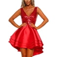 thumbnail image 1 of Robe de Cocktail Swing Mini Club Patineuse à Paillettes Col en V pour Femmes, 1 of 8