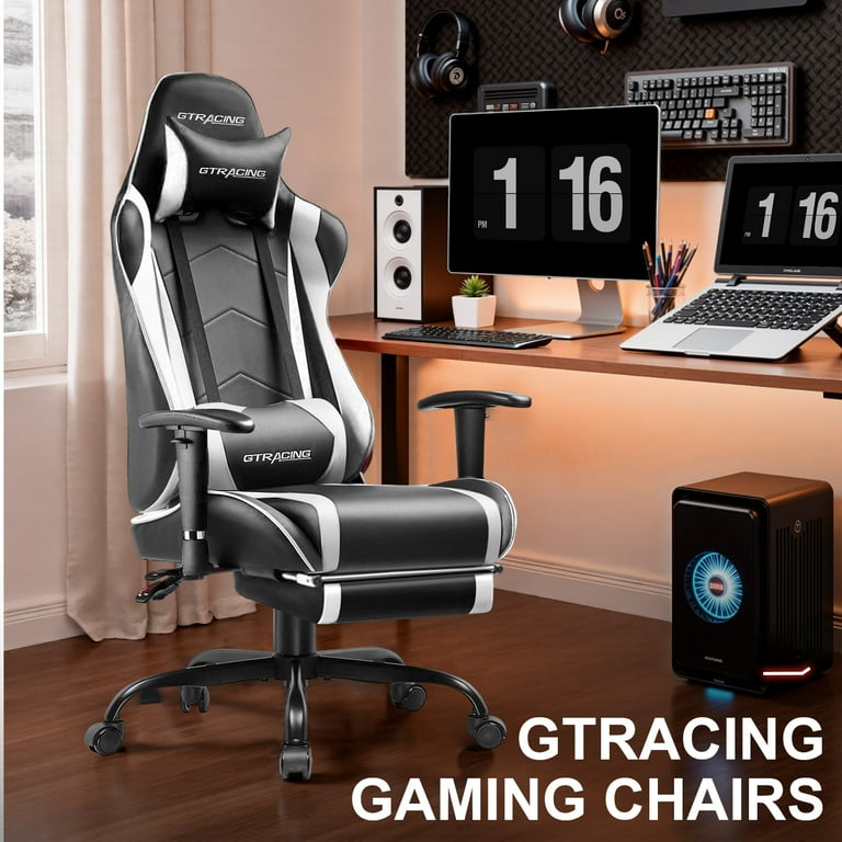 GTRACING Gaming Chair with Footrest PU Leather Office Chair with GTRACING Gaming Chair with Footrest PU Leather Office Chair with
