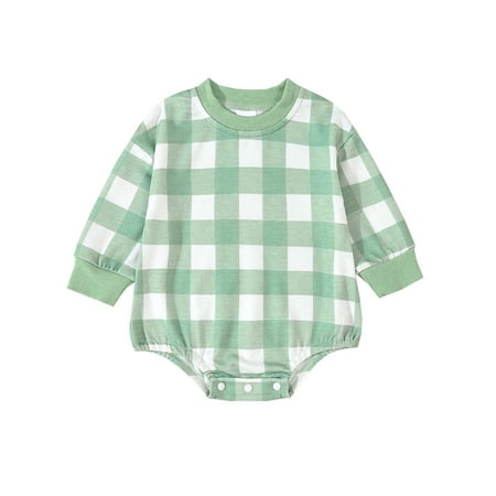 

Wilcliar Baby Girls Boys Sweatshirts Romper Jumpsuit Plaid Long Sleeve Toddler Fall Bodysuit