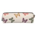 thumbnail image 2 of XMXT Leather Pencil Case, Vintage Colorful Butterfly Large Capacity Pencil Pouch for Student Teens Women, 2 of 9