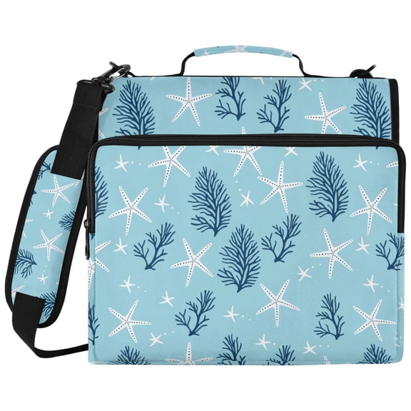 ALAZA Zipper Binder Summer Coral Starfish Pattern 2 inch 3 Ring 500 Sheet Capacity Trapper Keeper File Folder Organizer Bag