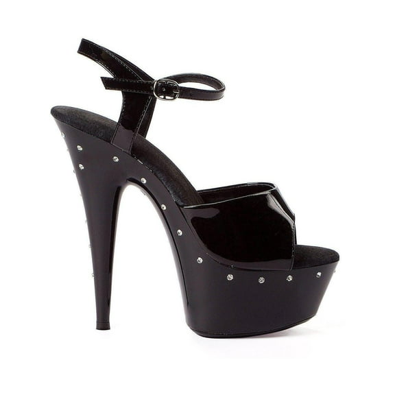 Womens Ellie Shoes E-609-Sparky 6" Heel W/ Rhinestones On Platform. 12 / Black