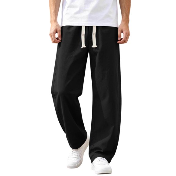 JUUYY Men's Baggy Jeans Vintage Drawstring Elastic Waist Straight Jean Pants Classic Loose Fit Wide Leg Denim Pants with Pocket Black XXXXXL