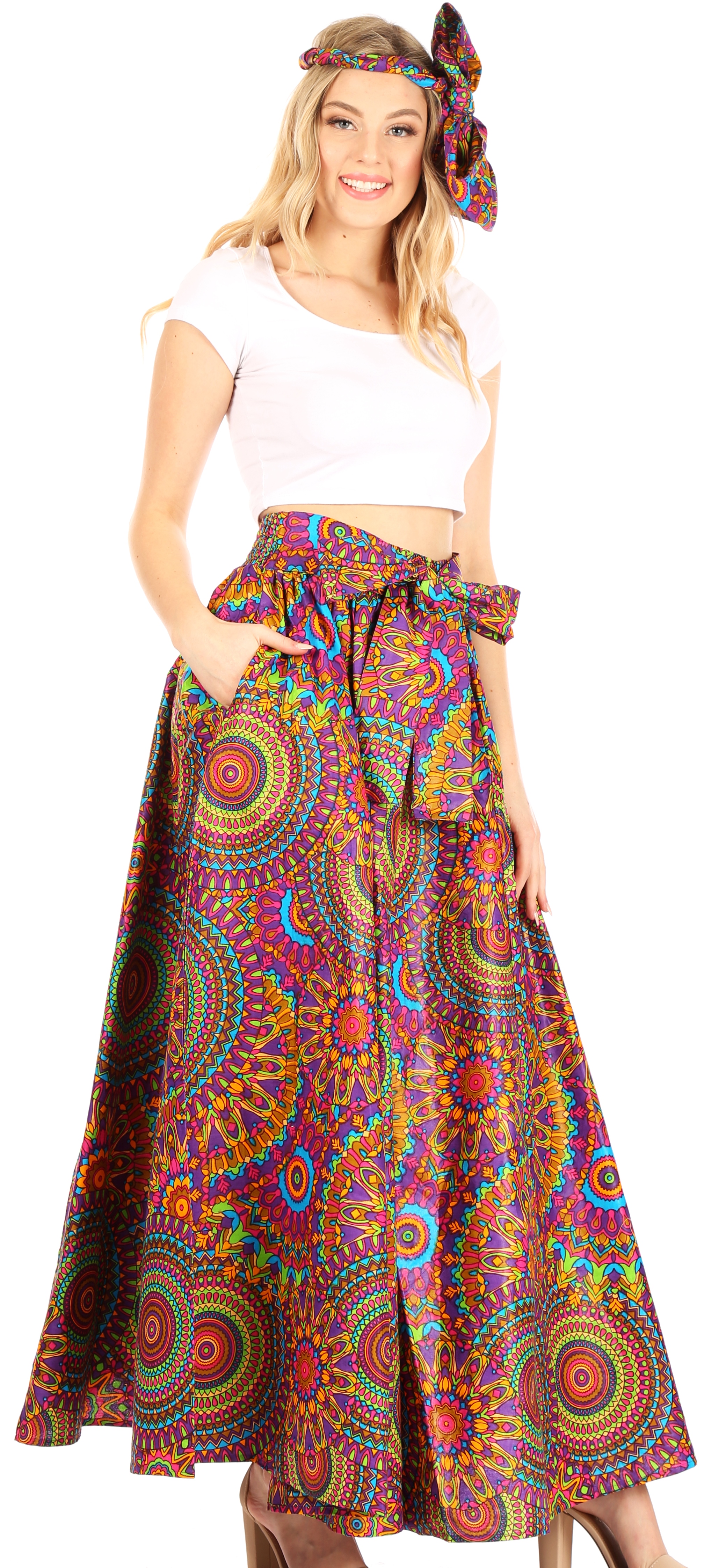 Sakkas Sora Women's Wide Leg Loose African Ankara Print Pants Casual  Elastic Waist - 63-Multi - One Size Regular - Walmart.com