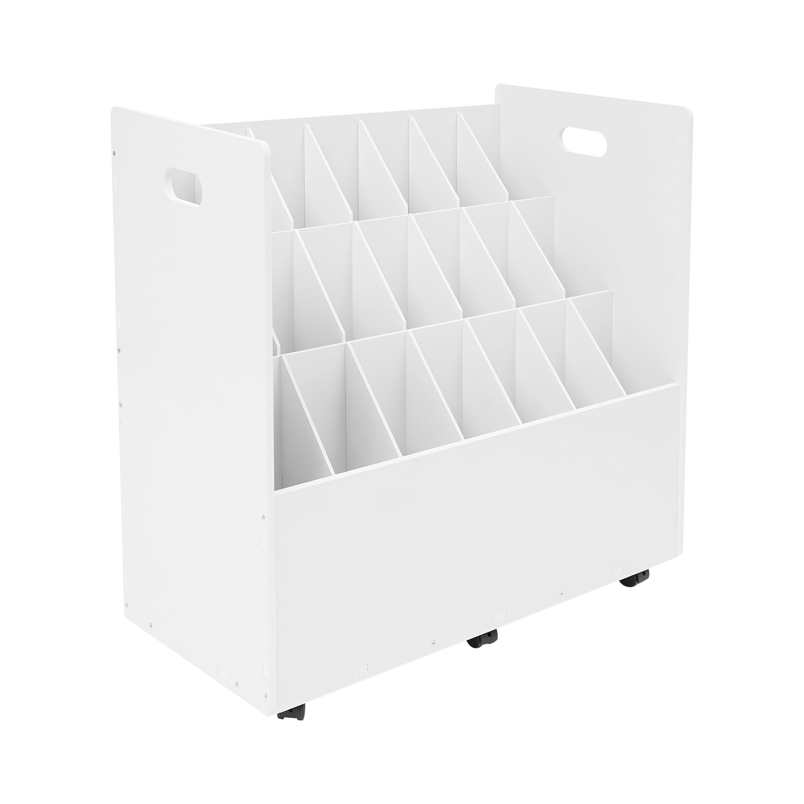 White Print Storage Organizer with Wheels, 21 Slots Mobile Blueprint Storage Rack Cart, Construction Plan Holder Roll Files Cart Map Poster Storage Cabinet for Office Home School