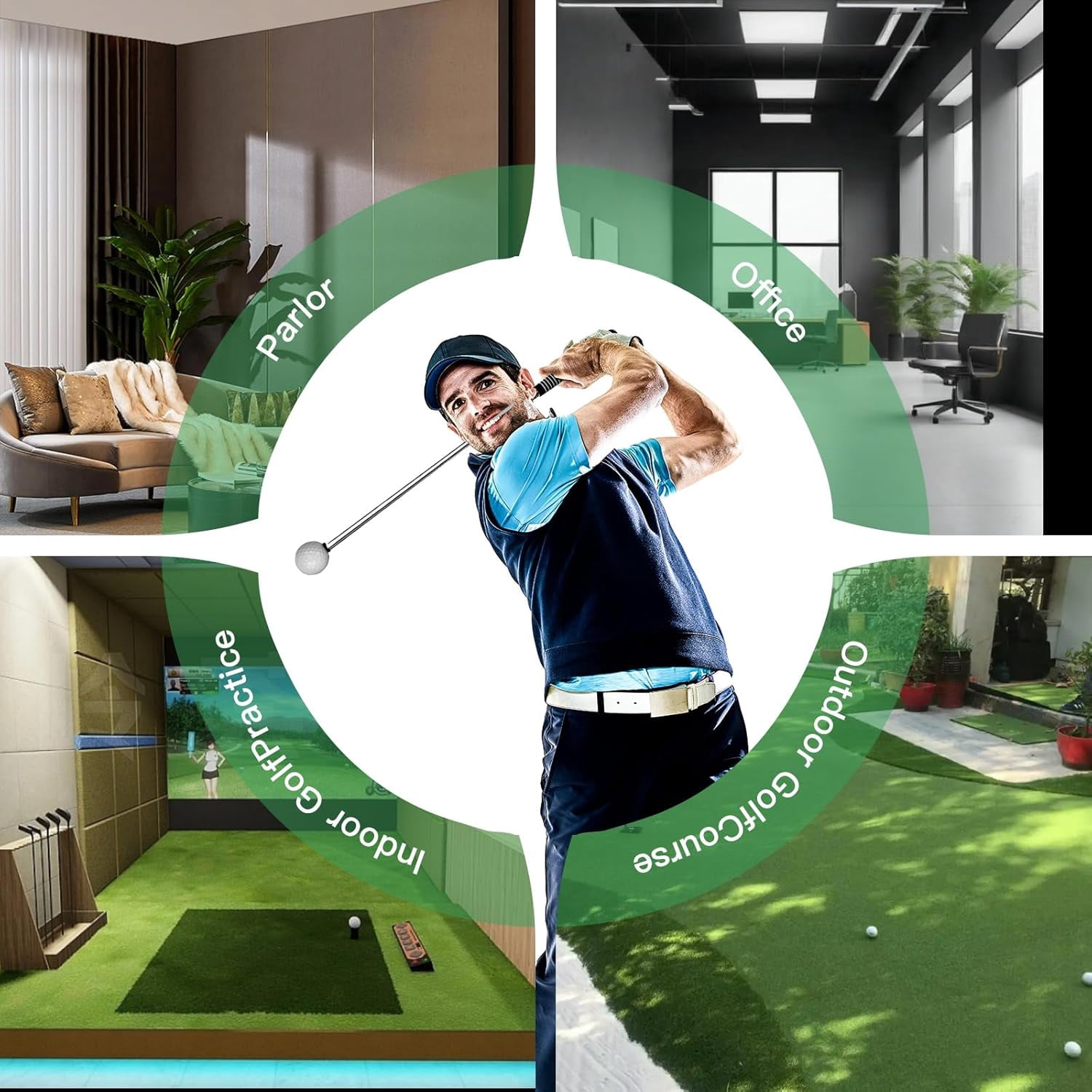 Golf Grip Trainer - Retractable Swing Training Rod with Ergonomic Golf Training Grip for Beginners & Brofessional