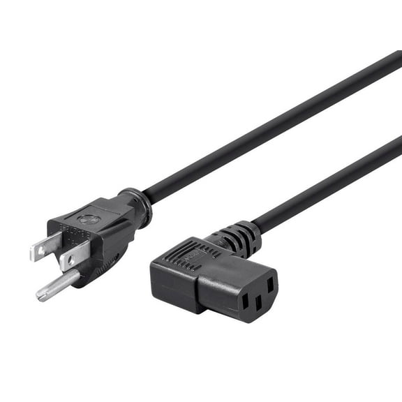 Monoprice Power Cord - 2 Feet - Black | NEMA 5-15P to Right Angle IEC 60320 C13, 16AWG, 13A/1625W, SJT, 125V Works With Most PCs Monitors Scanners and Printers