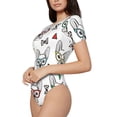 thumbnail image 2 of Naloa Cute French Bulldog Women's Short-Sleeved Onesie, One-Piece Swimsuit for Parties, dates, clubs - Small, 2 of 9