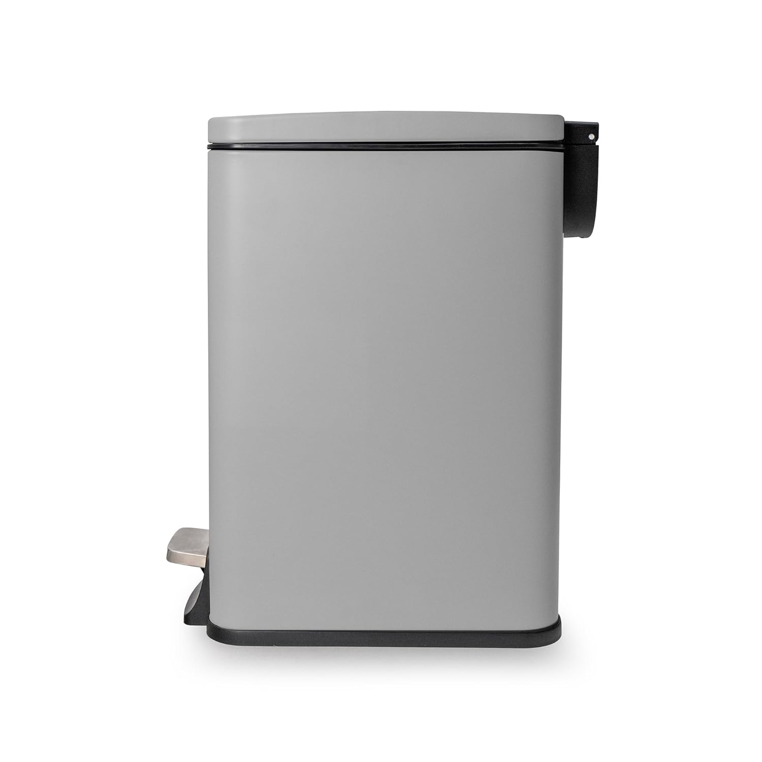 Moorefield Forte Slim Rectangular Step Trash Can, 1.6 Gallon Compact Bathroom Waste Bin with Soft Close Lid and Removable Inner Bucket, Matte Gray